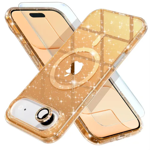 Miniatura 52 de Choiche Funda magnética para iPhone 15 Pro Max, funda transparente con purpurina brillante para mujer