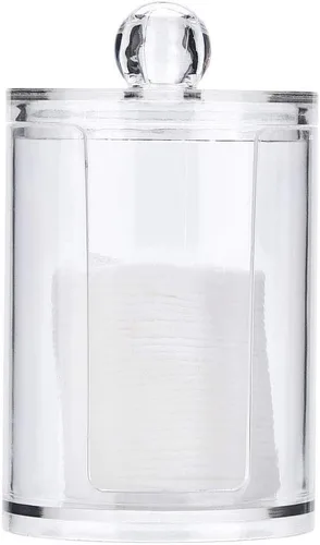 Miniatura 9 de Brrnoo Caja organizadora de almohadilla de algodón, soporte redondo de acrílico transparente para almohadillas de algodón y soplo de maquillaje
