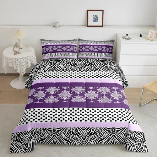 Miniatura 16 de Juego de ropa de cama individual de piel de cebra, guepardo y leopardo, para niños y adultos, juego de edredón de piel de animales salvajes