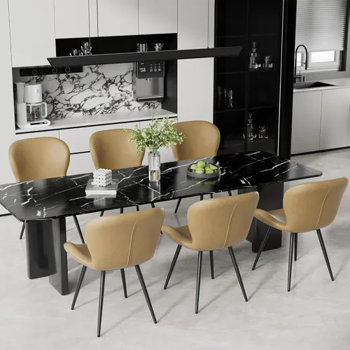 Miniatura 15 de Nalupatio Juego de 2 sillas de comedor, modernas sillas de comedor con respaldo cómodo, sillas de cocina tapizadas gruesas, 19 pulgadas de altura