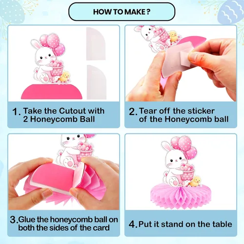 Miniatura 4 de KatchOn, Centros de mesa de Pascua para mesas, paquete de 12, decoraciones de conejo de Pascua para el hogar, centros de mesa y decoraciones