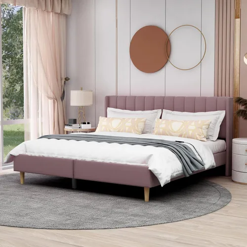 Miniatura 31 de AGARTT Marco de Cama Plataforma Tapizada Tamaño Queen con Cabecero y Pie de Cama/Soporte de Listones de Madera/No Necesita Somier/Fácil Montaje