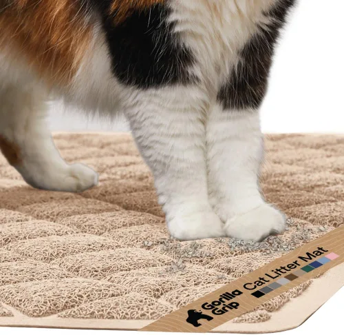 Miniatura 31 de Gorilla Grip - Tapete para atrapar la arena del arenero de gatos, 100% impermeable, fácil de limpiar, respaldo texturizado, suelos más limpios, se