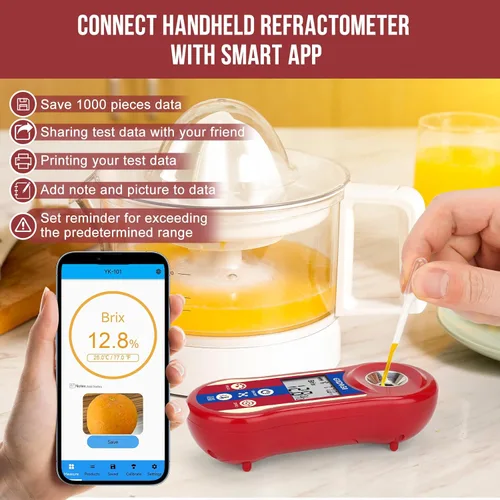Miniatura 5 de Refractómetro digital Brix y salinidad, prueba inteligente de azúcar 0.0-60%, refractómetro de sal para agua salada 0.0-24% con ATC, probador Brix