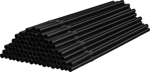Miniatura 3 de Paquete de 500 popotes desechables de plástico flexible negro de 8 pulgadas de alto