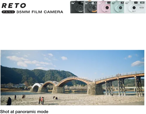 Miniatura 9 de Cámara de película RETO PANO de 35mm - Lente ancha de 22mm, Panorama, Cambio fácil, Modos cinematográficos, Tapa de lente, Flash incorporado