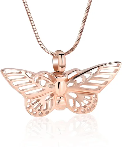 Miniatura 10 de Minicremation Joyas de cremación para cenizas – Collar conmemorativo de mariposa con colgante de urna para cenizas de seres queridos