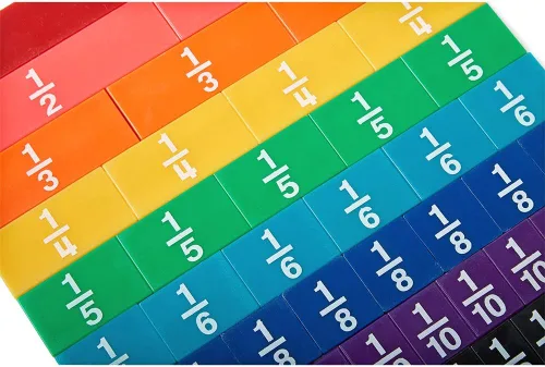 Miniatura 4 de hand2mind Azulejos de fracción de arco iris de plástico, materiales matemáticos Montessori, manipuladores de fracciones, fracción de unidad, barras