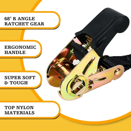 Miniatura 4 de Correas de amarre de trinquete sin fin, paquete de 2 correas de carga de 1 pulgada x 8 pies, resistentes para motocicletas, remolques, kayak