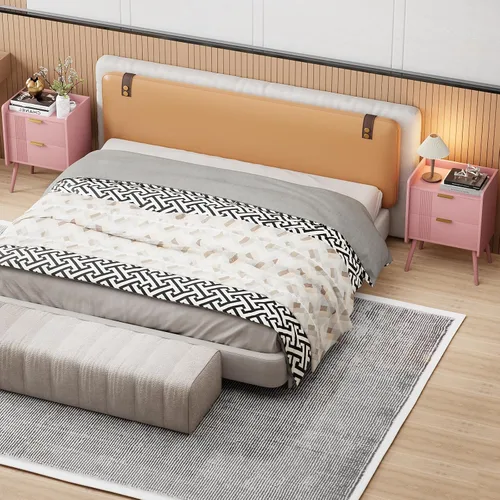 Miniatura 8 de Aenuert Mesita de noche moderna con cajón de almacenamiento y estante abierto, soporte de noche pequeño, mesa auxiliar de sofá de madera para Negro
