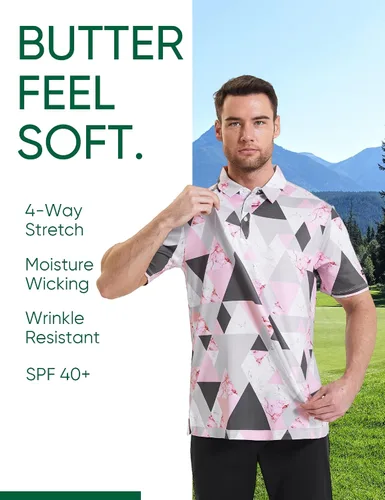 Miniatura 3 de Polo de golf para hombre, polo de golf de secado rápido y rendimiento destacado para hombre