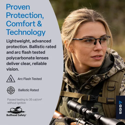 Miniatura 2 de Bullhead Safety Eyewear Swordfish Gafas - Antiempañamiento, ligeras, resistentes a impactos y arañazos, bloqueo UV, gafas de sol para caza/tiro
