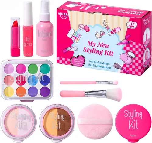 AIUAZA Juego de 10 juguetes de maquillaje para el hogar, sin líquidos y sin polvo, juguete de vestir para niñas, juego de simulación para niños,
