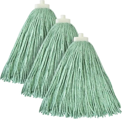 Miniatura 11 de Matthew - Cabezales de repuesto para trapeador húmedo de algodón resistente (azul, mediano, paquete de 12) con 2 paños de microfibra para uso