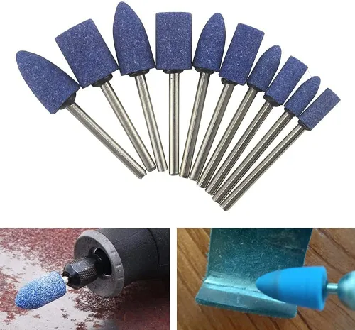 Miniatura 4 de 100 piezas de pulido de cerámica pulido cabeza de pulido de piedra de cerámica montado abrasivo vástago 1/8 pulgadas compatible con accesorios