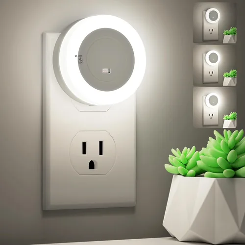 FOLKSMATE - Luz nocturna LED, luz nocturna regulable con sensor de atardecer a amanecer para enchufe, para baño, dormitorio, habitación de adultos y