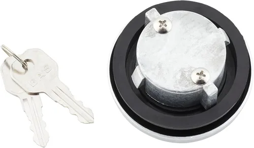 Miniatura 3 de United Pacific S1301 Tapa de gas con bloqueo de ventilación triple cromada con 2 llaves para varios vehículos Chevy y Ford 1947-71, tapa de metal