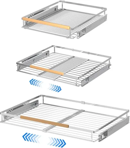 Miniatura 12 de Cajón extraíble grande y extensible, organizador de gabinete de canasta deslizante resistente para cocina, debajo del fregadero, baño, armario, 17 a