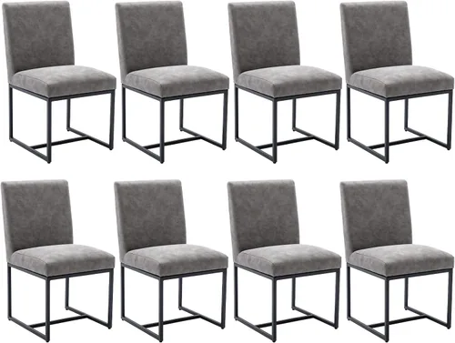 Miniatura 22 de Shunzhi Juego de 2 sillas de comedor modernas tapizadas de cuero PU, sillas de comedor de mediados de siglo, sillas laterales sin brazos, cómodas