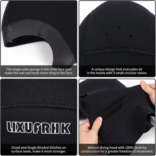 Miniatura 6 de Traje de neopreno con capucha de buceo para hombres y mujeres, buceo, esnórquel, kayak, natación, vela, piragüismo, surf, deportes acuáticos