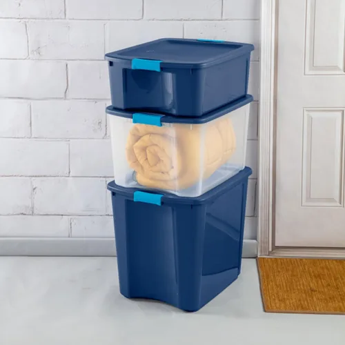 Miniatura 4 de Sterilite Pestillo y transporte de 18 galones, contenedor de almacenamiento apilable con tapa de pestillo, contenedor de plástico para organizar