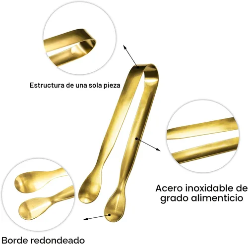 Miniatura 3 de JCREN 12 pinzas para servir, pequeños utensilios de servir para fiestas, catering, pinzas doradas, pinzas de acero inoxidable 304 de grado