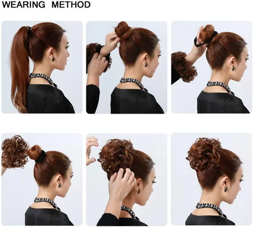 Miniatura 6 de Cabello sintético despeinado, grueso, extensiones para coleta, cabello recogido