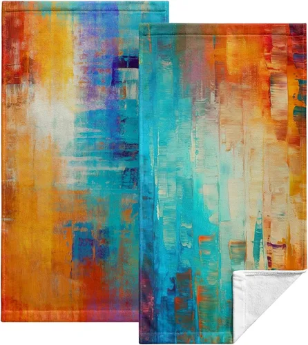 Miniatura 19 de Toallas de Mano Azul Gris Marrón para Baño Negras Pintura Moderna de Arte Abstracto Toallas de Cocina Suave Absorbente Toalla de Huésped Punta