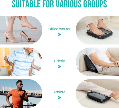 Miniatura 7 de Snailax Shiatsu masajeador de pies con calor, funda lavable, masajeador de amasado para pies y espalda, calentador de pies eléctrico, máquina