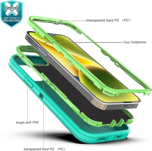 Miniatura 6 de YmhxcY Funda para iPhone 13 Pro Max, iPhone 12 Pro Max, a prueba de golpes, a prueba de caídas, a prueba de polvo, a prueba de caídas, 3 capas