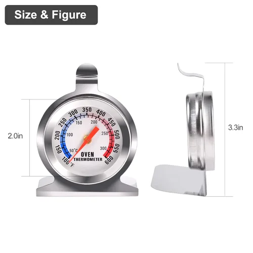 Miniatura 4 de Termómetro de horno de acero inoxidable para horno eléctrico/de gas, termómetro para ahumar parrilla de cocina (122.0-572.0 °F/100-600°F) (2)