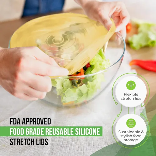 Miniatura 3 de Tapas elásticas de silicona reutilizables para almacenamiento de alimentos en el refrigerador - Cubiertas elásticas resistentes al calor