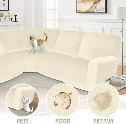 Miniatura 372 de Arfntevss Fundas de sofá seccional reclinable de terciopelo, Funda de sofá seccional de esquina para sofá reclinable, Funda elástica suave
