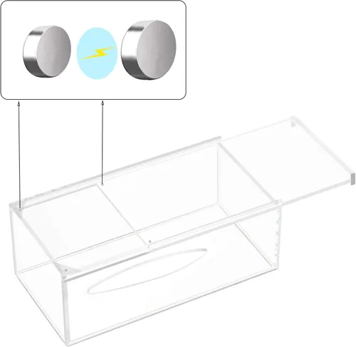 Miniatura 3 de Soporte de cubierta de caja de pañuelos de acrílico transparente para escritorio de encimera de tocador de baño