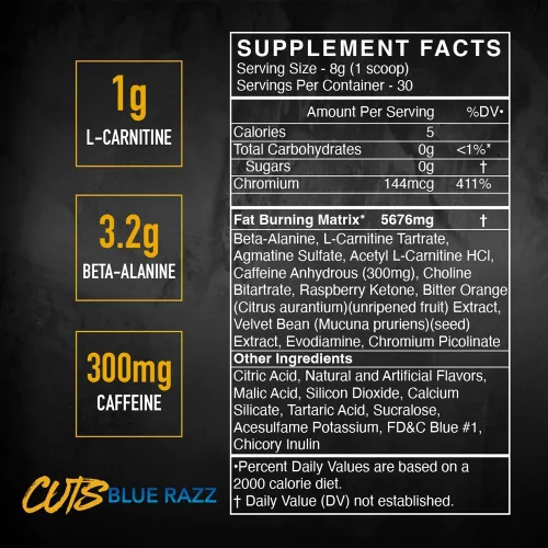 Miniatura 4 de BLACKMARKET CUTS - Mezcla de bebida energética en polvo saborizada para hombres y mujeres, ideal para definición muscular, termogénica, sin