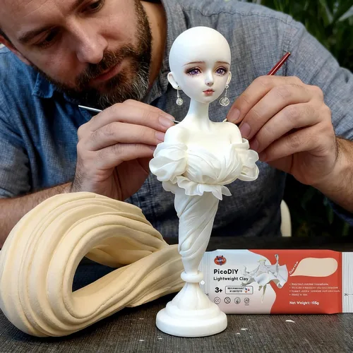 Miniatura 3 de Arcilla ligera - Arcilla de secado al aire, ultra ligera y suave, segura y no tóxica, moldeable y flexible, arcilla de modelado DIY para figuras