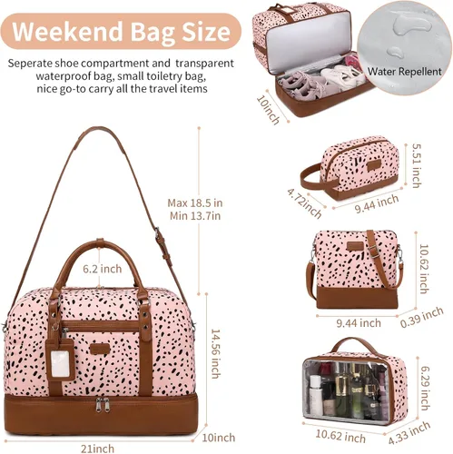 Miniatura 3 de Wogarl Bolsas de fin de semana para mujer, bolsa de lona grande para la noche, bolsas de viaje