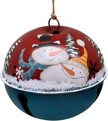 Miniatura 9 de Adorno para árbol de Navidad, de metal, rústico, cascabel, adorno colgante con muñeco de nieve, Papá Noel, campanas decorativas de trineo, Juego
