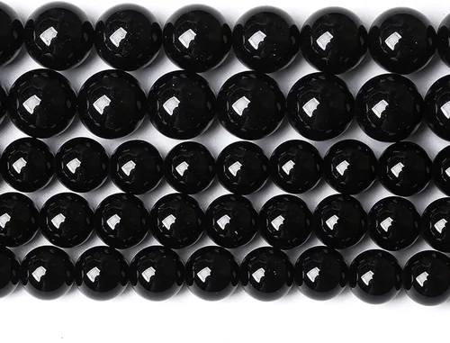 Miniatura 85 de 100 cuentas redondas sueltas de hematita negra de grado AAA para hacer joyas y pulseras
