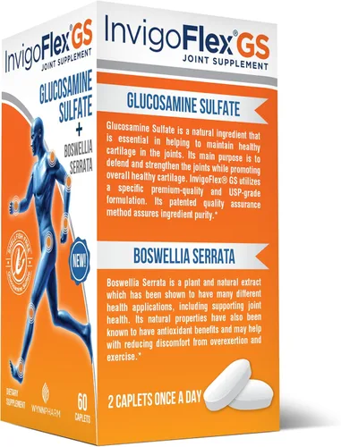 Miniatura 9 de INVIGOFLEX® GS - Sulfato de glucosamina (sin mariscos, sin sodio y seguro para vegetarianos) sin OMG, sin gluten, con Boswellia Serrata - Suplemento
