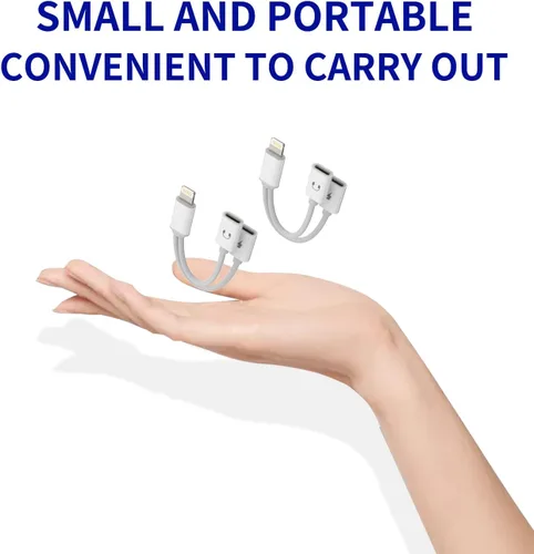 Miniatura 2 de Adaptador de auriculares para iPhone (paquete de 2) Divisor Lightning dual 2 en 1, adaptador de conector doble para carga de audio, cable de carga