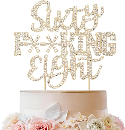 Miniatura 62 de LINGTEER Veintiún divertidos adornos dorados para tartas con diamantes de imitación – Saludos a los 21 años de edad, decoración de centros de mesa