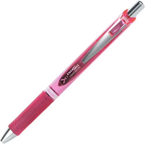 Miniatura 7 de Pentel EnerGel RTX - Bolígrafo retráctil de gel líquido, punta de metal, línea media, barril rosa, tinta negra, paquete de 3