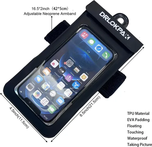 Miniatura 2 de DRLOKPAK Funda impermeable para teléfono, brazalete para surf, bolsa seca flotante impermeable para iPhone 15 14 13 12 Pro Max XS Plus Se Galaxy S23