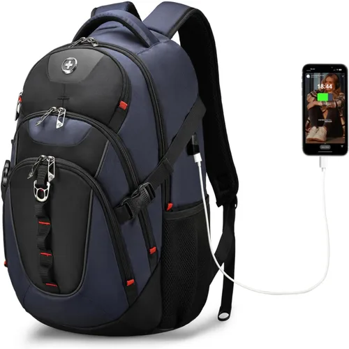 Miniatura 24 de swissdigital Mochila para portátil de viaje de negocios, para hombre y mujer, con puerto de carga USB inteligente, compatible con portátiles de 15.6