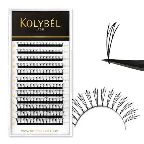 Miniatura 20 de KOLYBEL Extensión de pestañas W con floración automática, volumen 4D, pestañas postizas en abanico 0.07 C/D, rizo de visón sintético, color negro