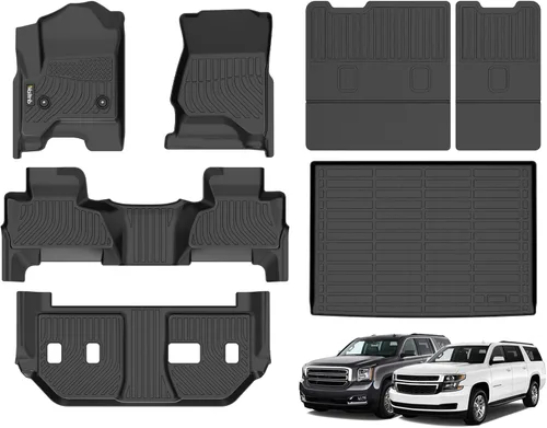 Miniatura 96 de Tapetes de piso para todo clima y forro de carga con respaldo para Chevrolet Suburban de 7 asientos 2021-2025 / GMC Yukon XL de 7 asientos