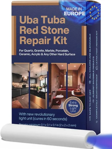 UBA - Kit de reparación de tuba y piedra negra (rojo, negro y transparente) - Ideal como kit de reparación de granito, funciona muy bien como kit de