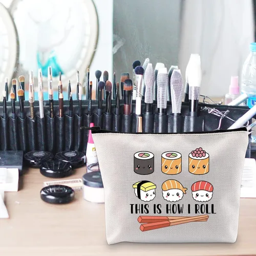 Miniatura 7 de POFULL Regalo para amantes del sushi, bolsa de cosméticos This is How I Roll, regalo de fiesta de sushi, cocina japonesa, regalo para amantes