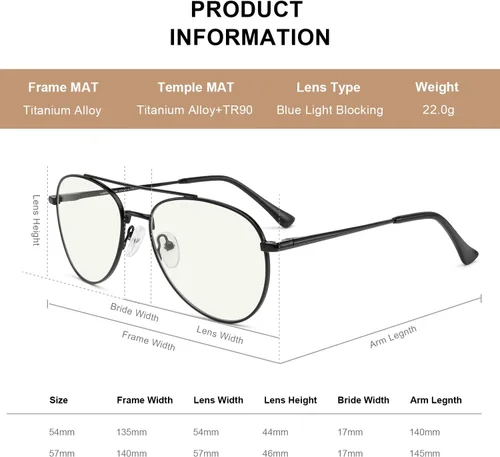 Miniatura 4 de Lentes de lectura de aviador para hombres y mujeres, lentes de bloqueo de luz azul, patillas de primavera Negro
